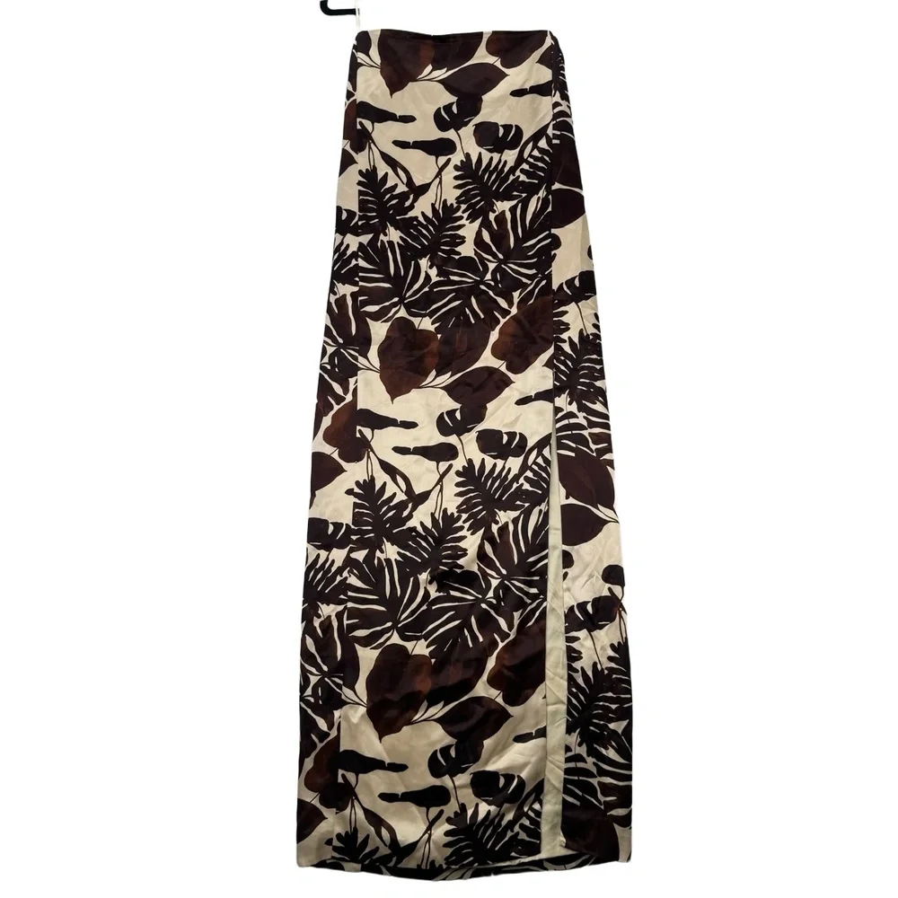 Nicholas The Label Axelie Strapless Tube Gown Dark Chocolate Segovia Print Sz 2 - Picture 2 of 13